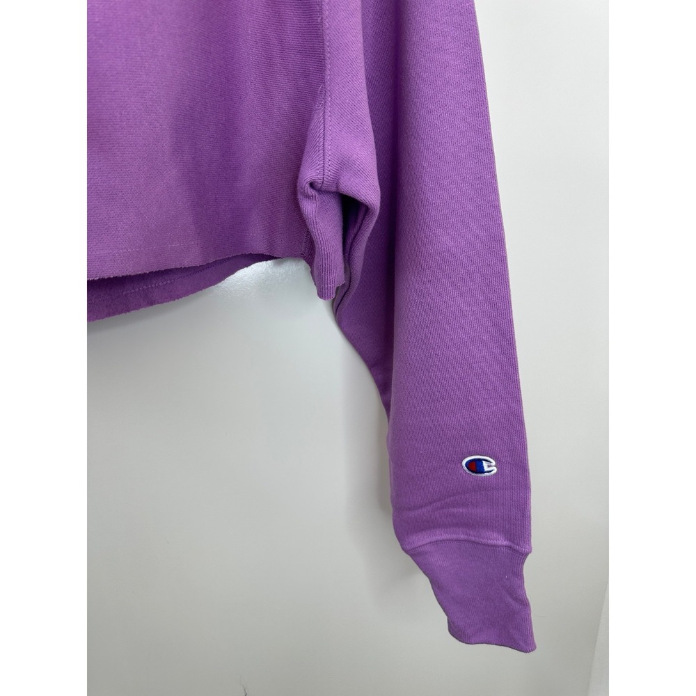 NWT Champion Reverse Weave Cropped Cut Off Hoodie Sweatshirt Purple XS Oversized - Picture 3 of 10